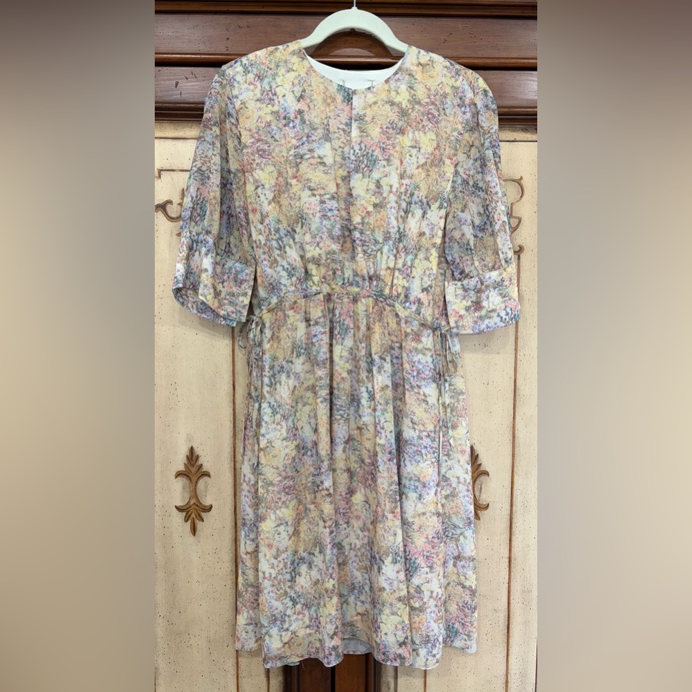 Flirty Monet Inspired Watercolor Floral Print Dress S/M
